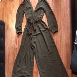 Olive wide leg pant romper